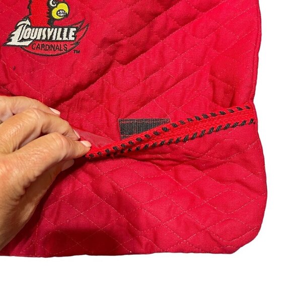 U of L Louisville Cardinals Quilted Tote Bag Red Black Shoulder Strap - Picture 3 of 5